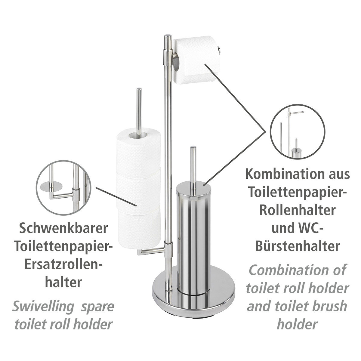 Serviteur WC 3en1 NEO argent brillant, WENKO
