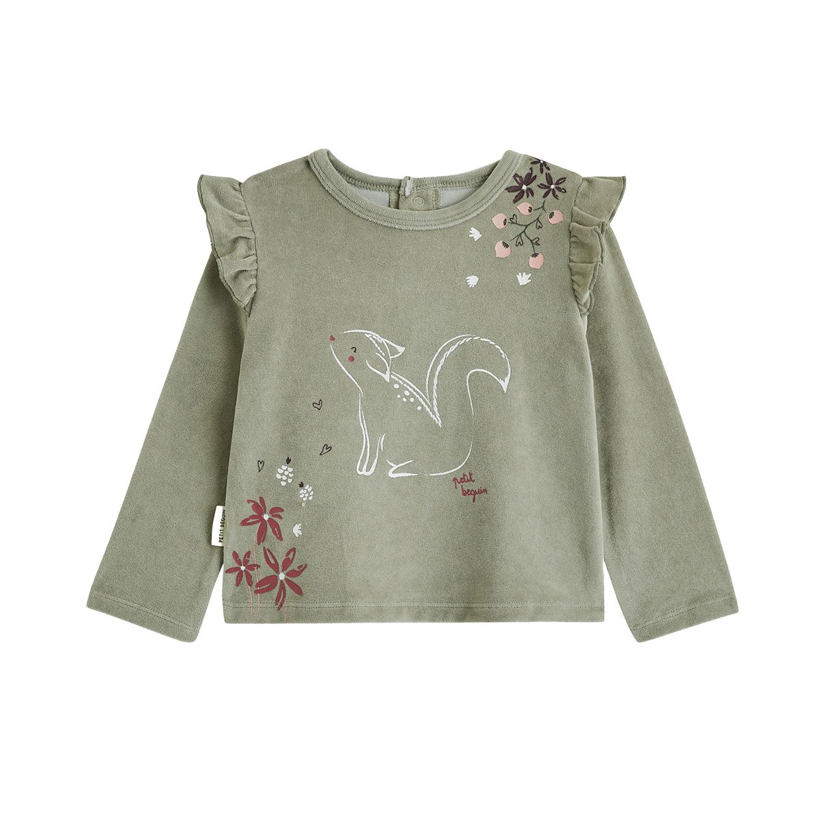 Pyjama enfant 2 pièces en velours Misti kaki, PETIT BEGUIN