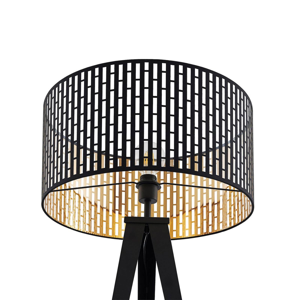 Lampadaire en métal, Thoralf noir, or, LINDBY