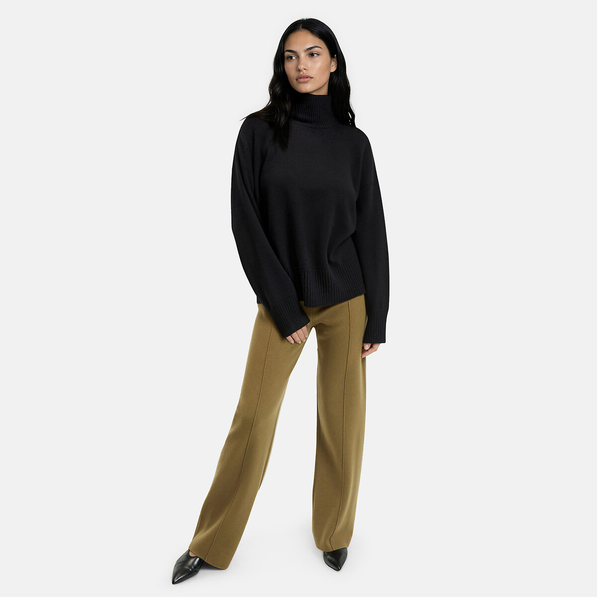 Pantalon large, en maille milano  vert kaki, LA REDOUTE COLLECTIONS