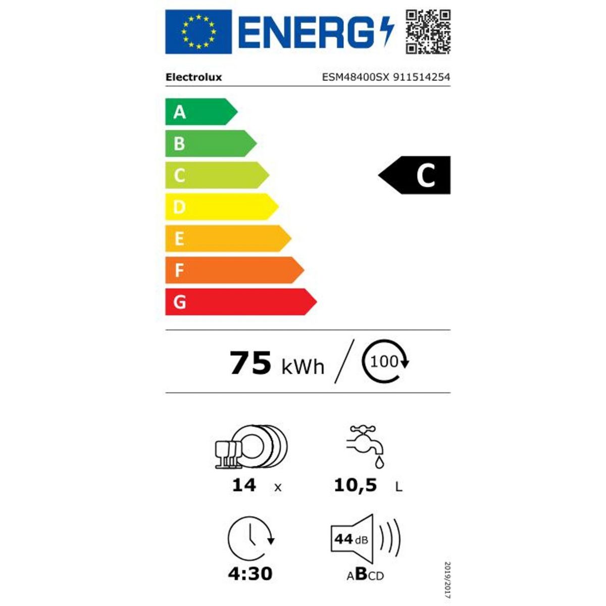 Lave vaisselle 60 cm ESM48400SX Satellite Clean couleur unique, ELECTROLUX