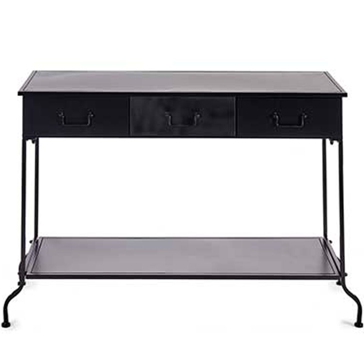 Console en métal noir 3 tiroirs et 1 étagère 84,5x43x121cm noir, WADIGA