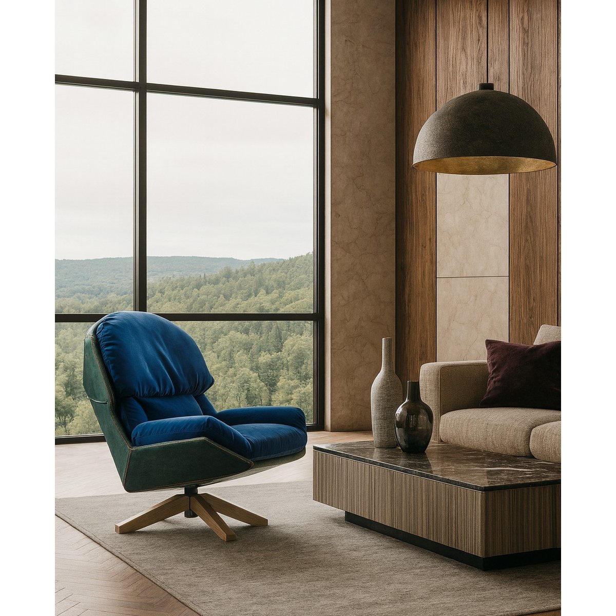 Fauteuil confortable bicolore - AUSTRAL bleu et vert, MATHI DESIGN