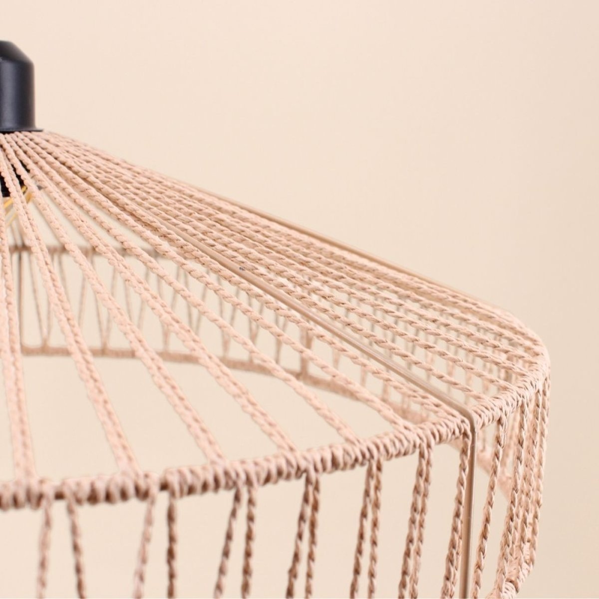 Suspension ronde en corde 45cm beige, ORNAMI