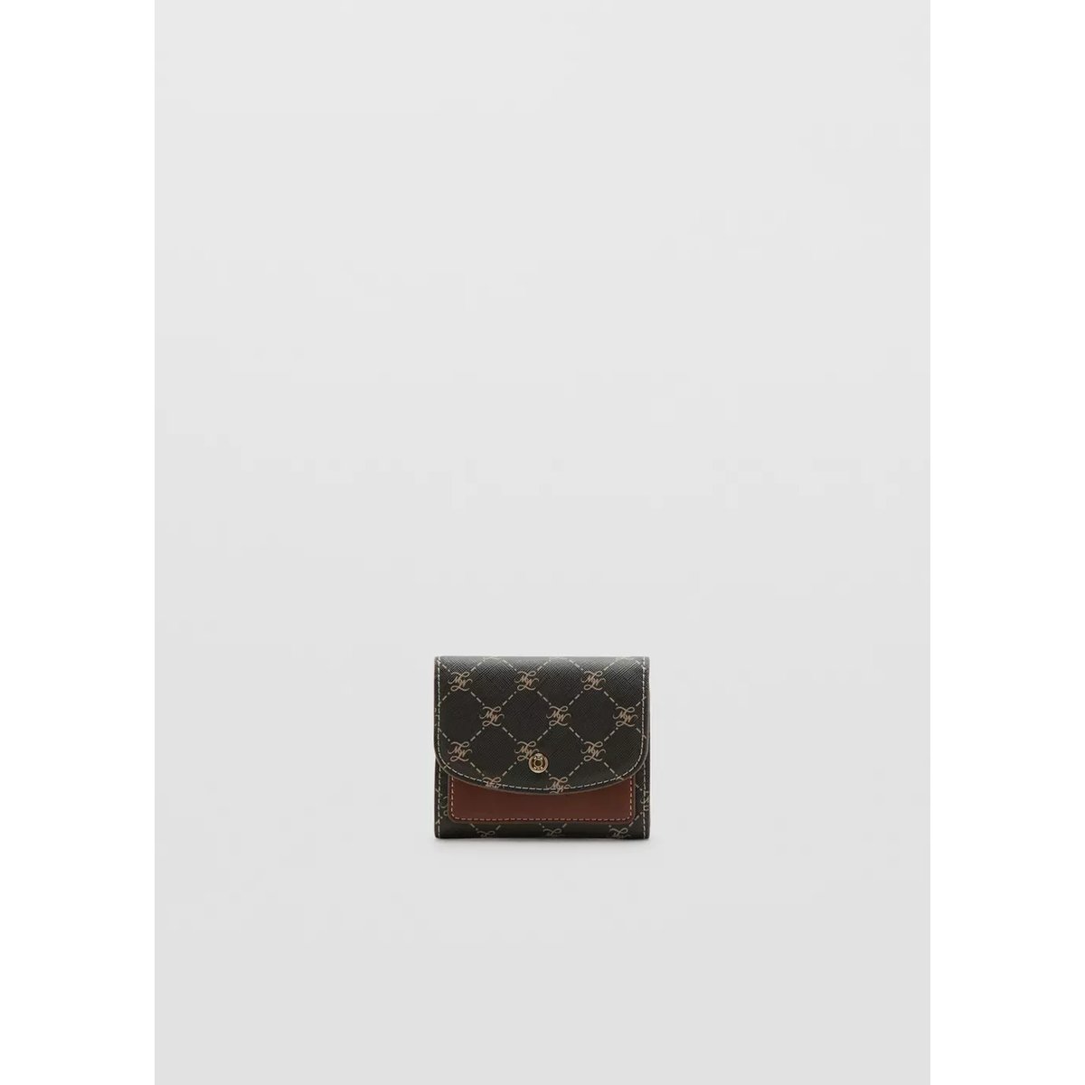 Portefeuille moyen à rabat avec imprimé logo marron, MANGO
