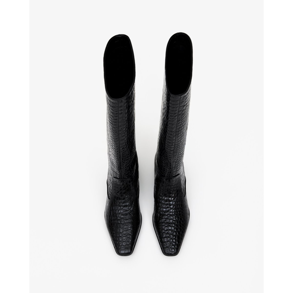 Bottes cavalières façon croco SARGENT noir, MI MAI