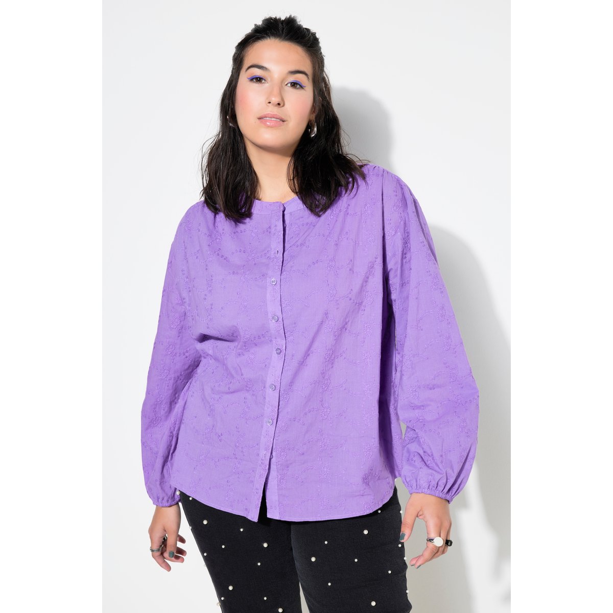Blouse oversize à manches longues ballon violet, STUDIO UNTOLD