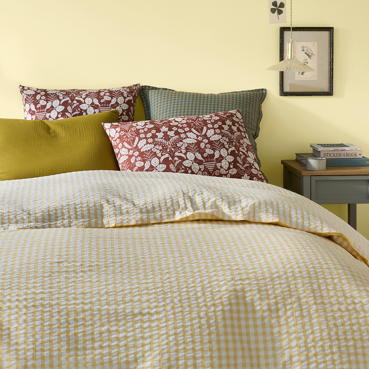 Housse de couette coton seersucker, COTTAGE JAUNE jaune, LA REDOUTE INTERIEURS