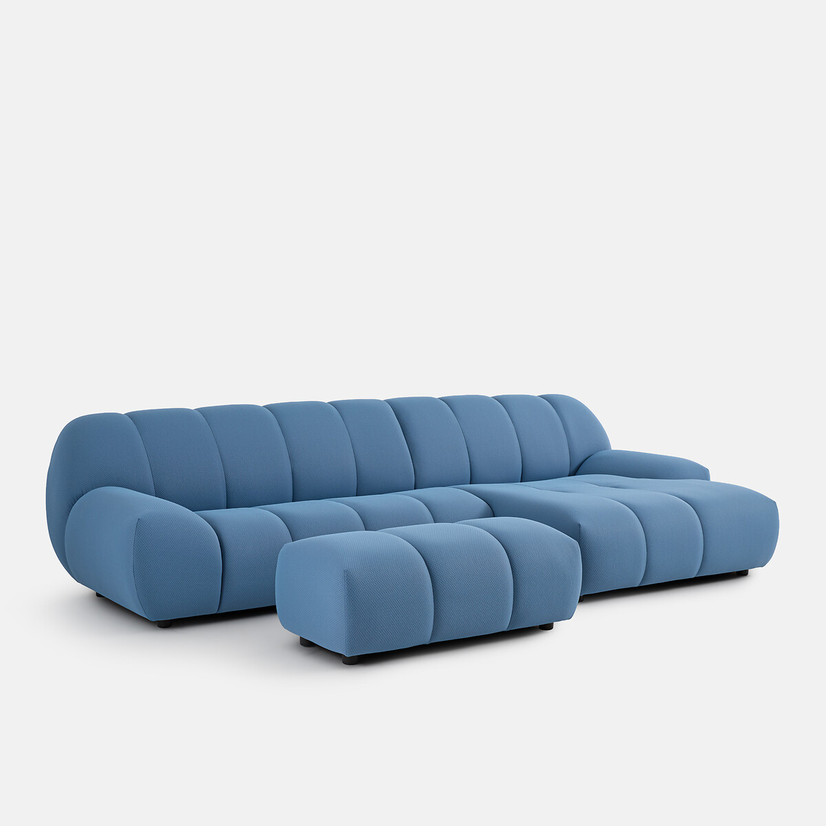 Hocker XL, aus gestepptem Stoff, Länge 109 cm, NURIA blau, LA REDOUTE INTERIEURS