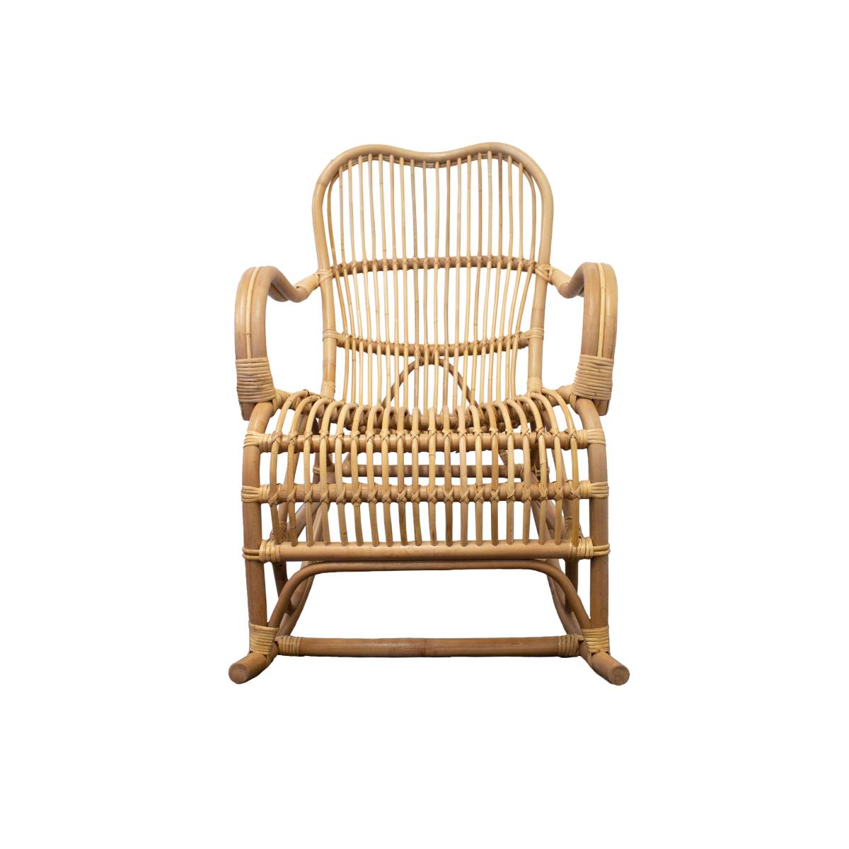 Rocking chair de jardin en rotin  RATTAN bois clair, MADE IN MEUBLES 