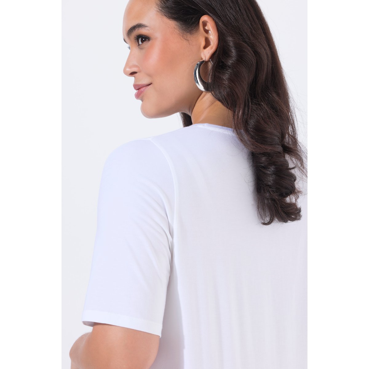T-shirt en coton Pima, motif à fleurs blanc neige, ULLA POPKEN