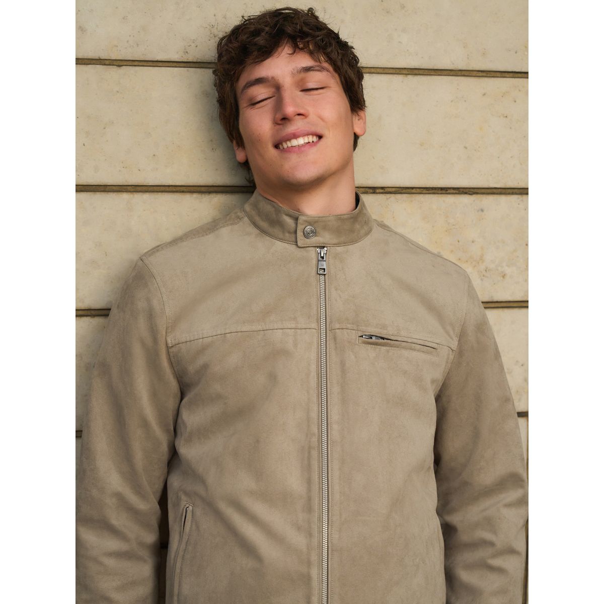 Veste style pilote en imitation daim grège, NEXT