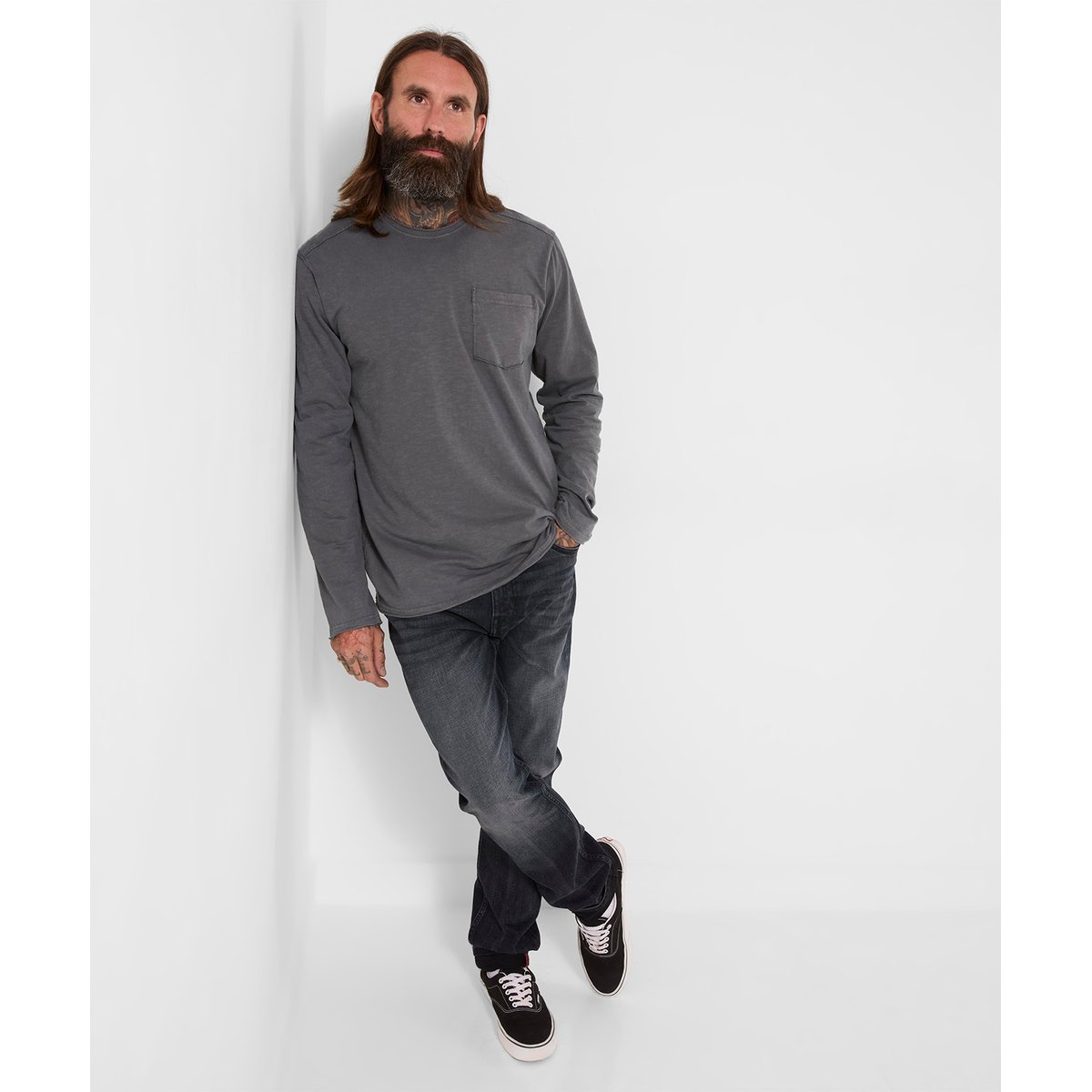 Remarquable Sweat Col Rond Effet Flammé à Bords Bruts gris, JOE BROWNS