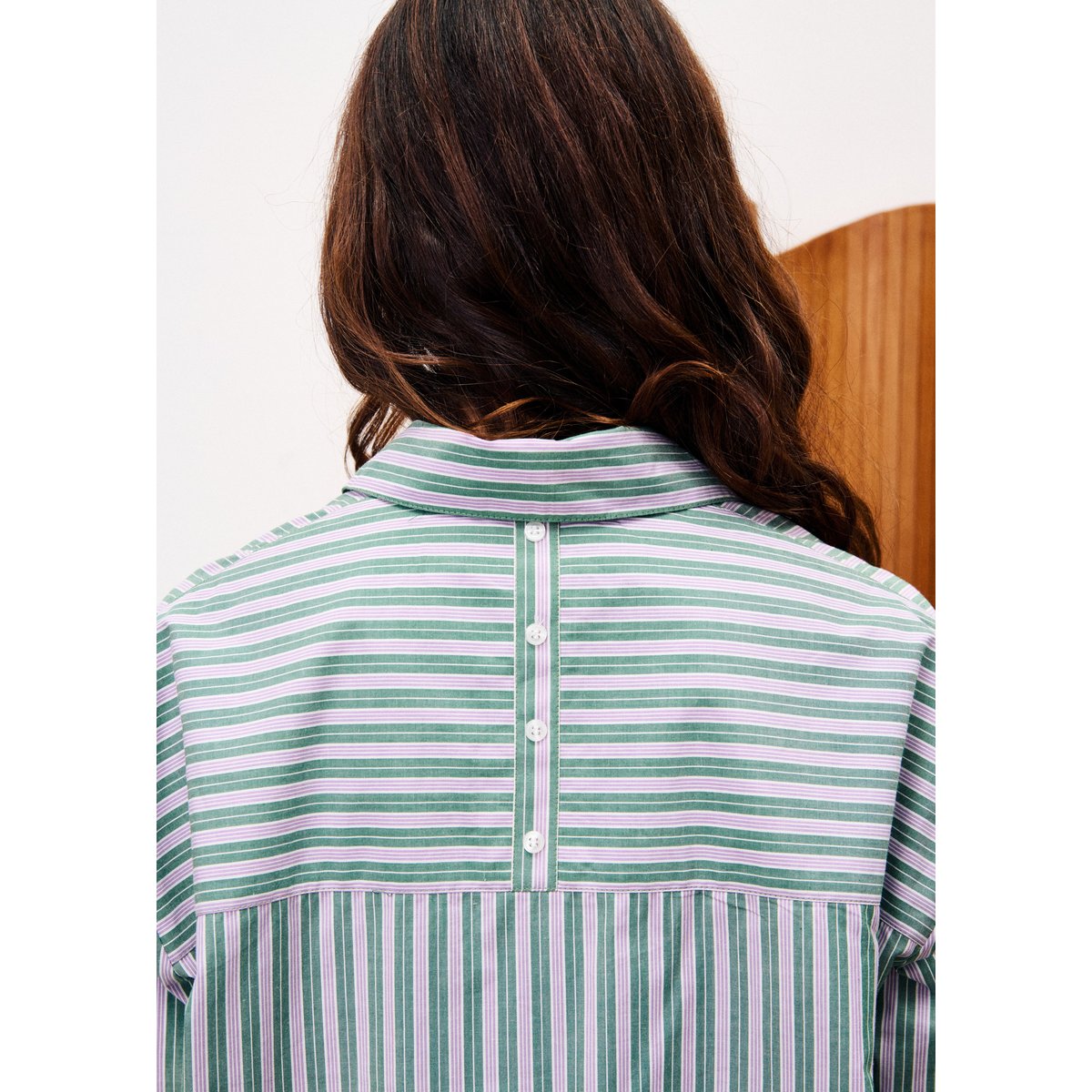Chemise  en coton POTHOS vert mousse, FRNCH