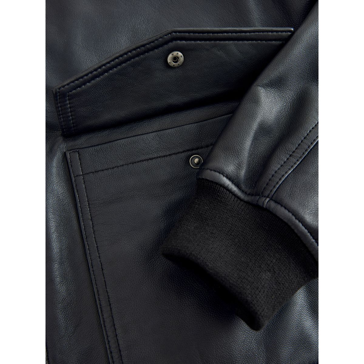Veste en cuir avec poches plaquées signature noir, NEXT