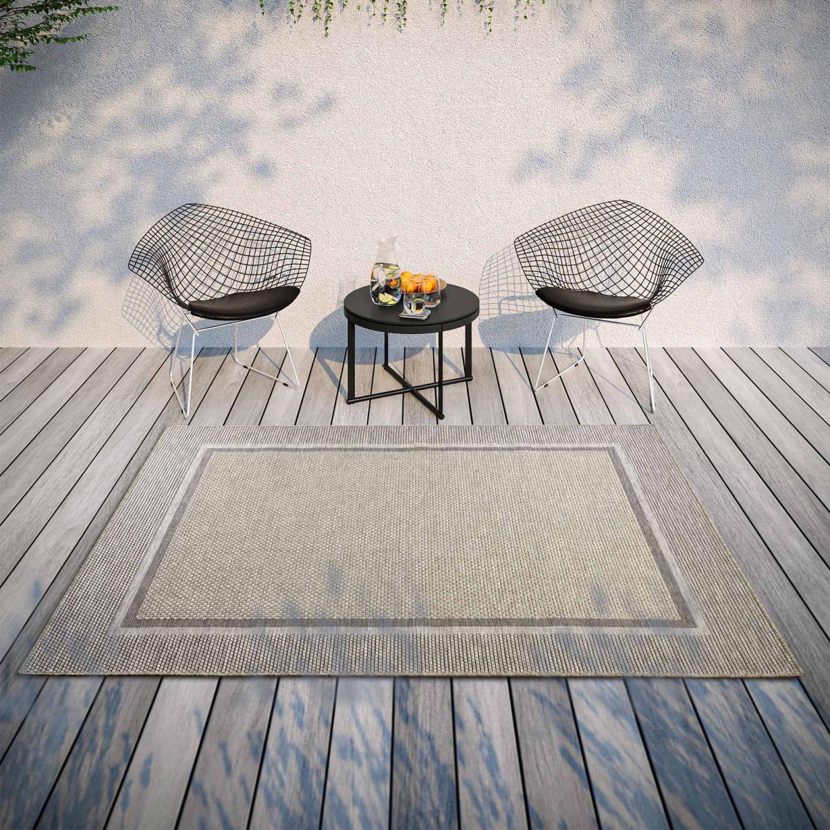 Tapis exterieur motif simple, LUITWIN, structure robuste taupe, UN AMOUR DE TAPIS