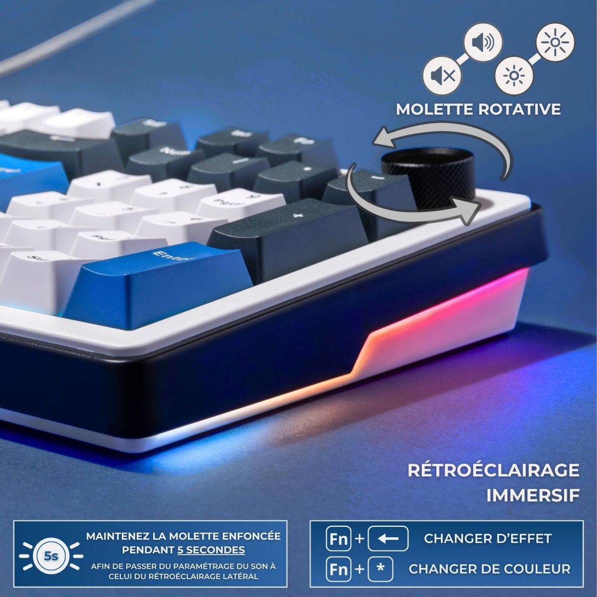 Clavier gamer KEYZ ELITE 400 HE BW Magnetique couleur unique, THE G-LAB