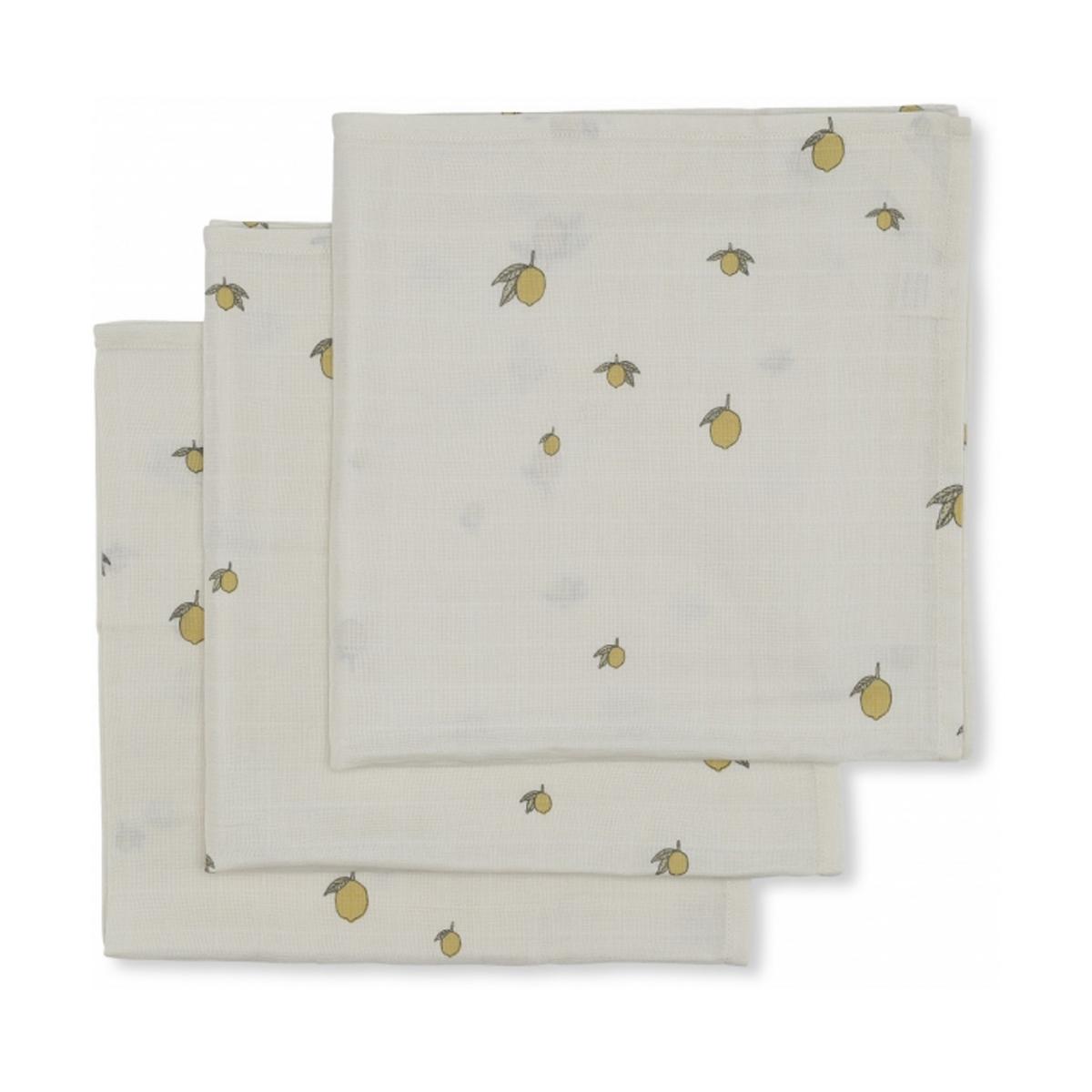 Lot de 3 langes ecru, jaune, vert, KONGES SLOJD