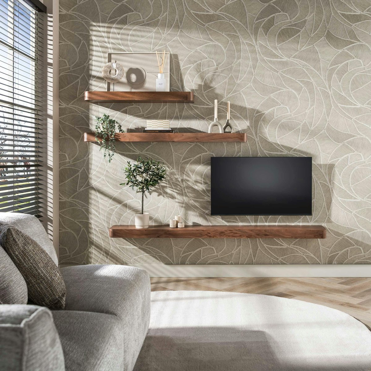 Etagère murale bois foncé plateau épais 100 cm NAKO marron, PIER IMPORT
