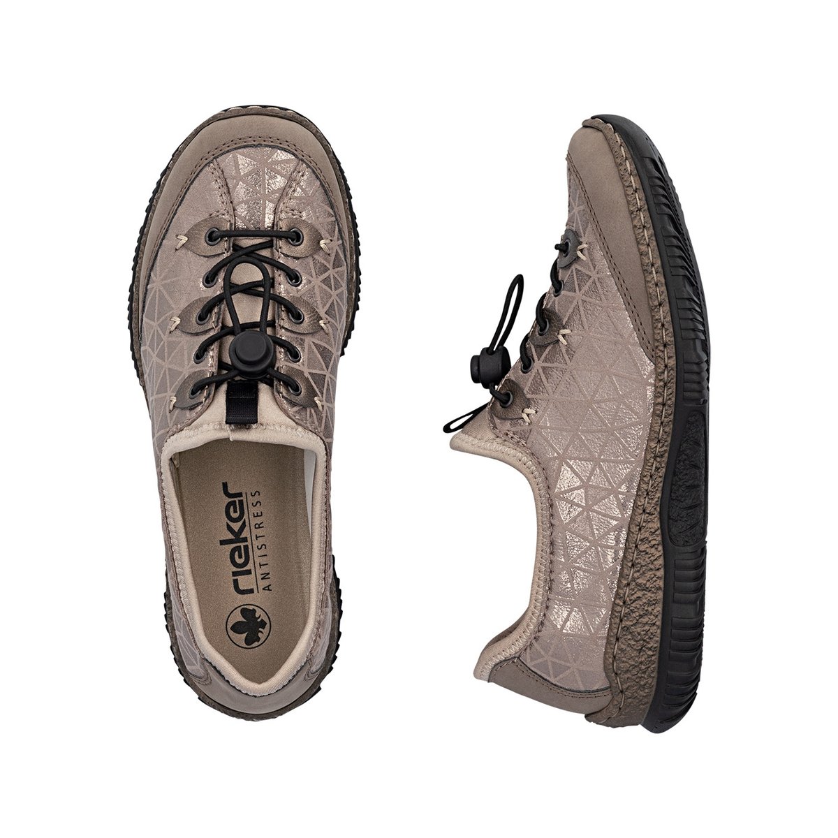 Sneakers beiges à talon plat pourvues d'une fermeture élastiquée beige, RIEKER