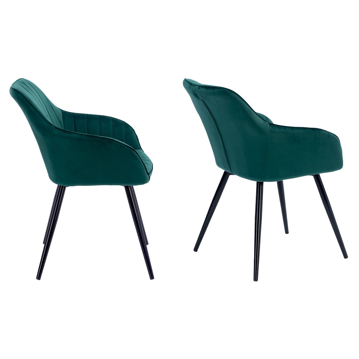 Chaise en velours, BERTILLE vert, noir, HAPPY GARDEN