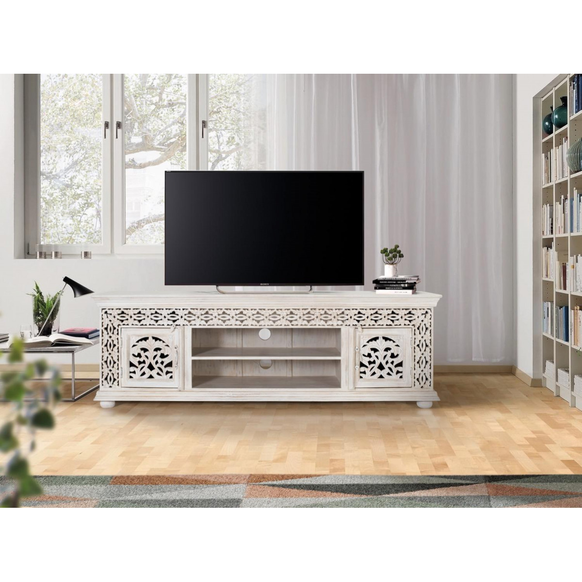 Meuble tv - CÉLÉSTINE blanc, DECORATION D’AUTREFOIS