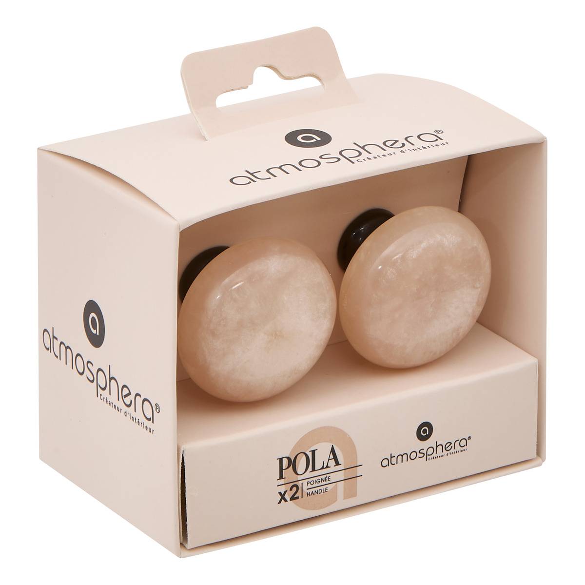 Lot de 2 boutons de meuble crème POLA creme, ATMOSPHERA