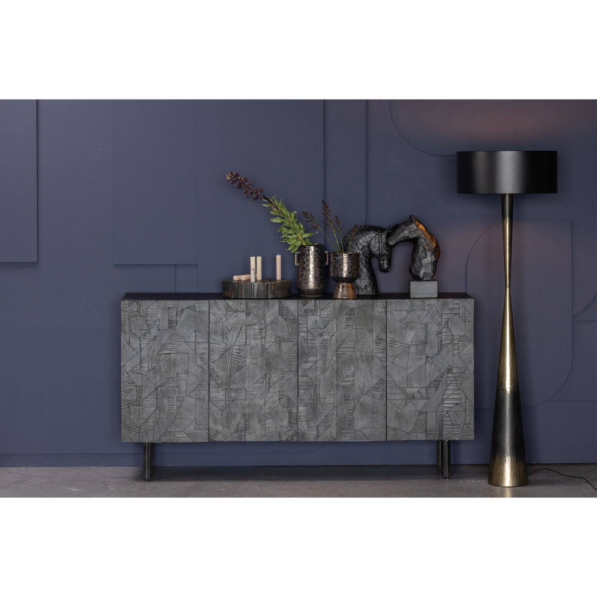 Buffet 4 portes en manguier COUNTER noir, WOOOD
