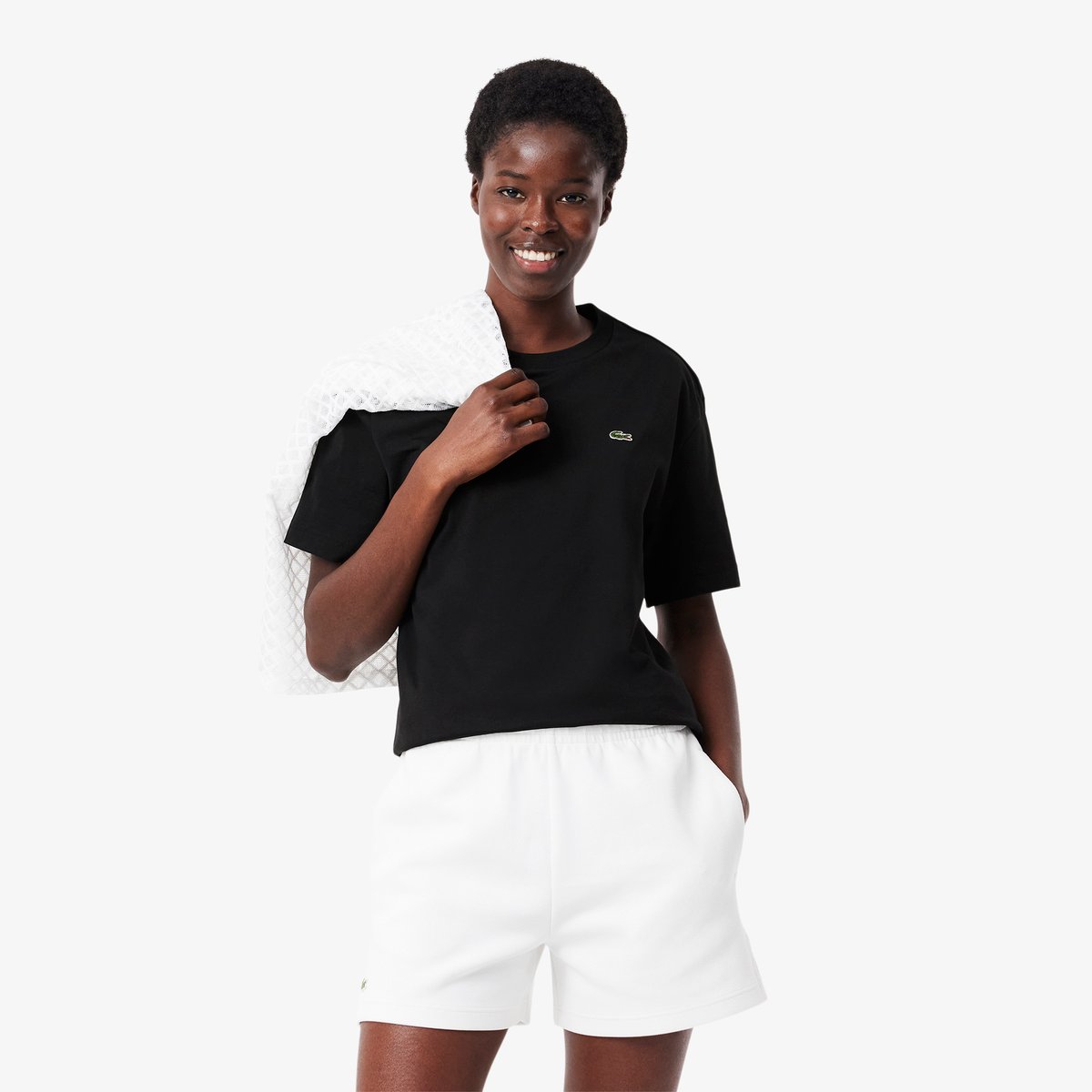 T-shirt relaxed fit coton doux noir-031, LACOSTE