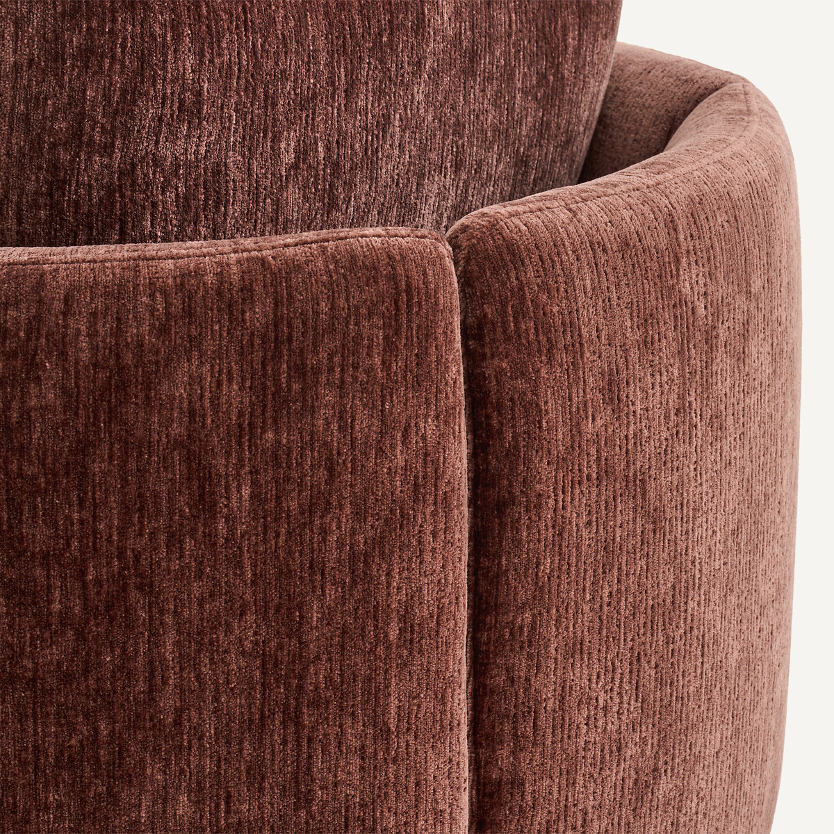 Fauteuil pivotant en velours texturé et plaqué noyer, ROSEO vieux rose, AM.PM
