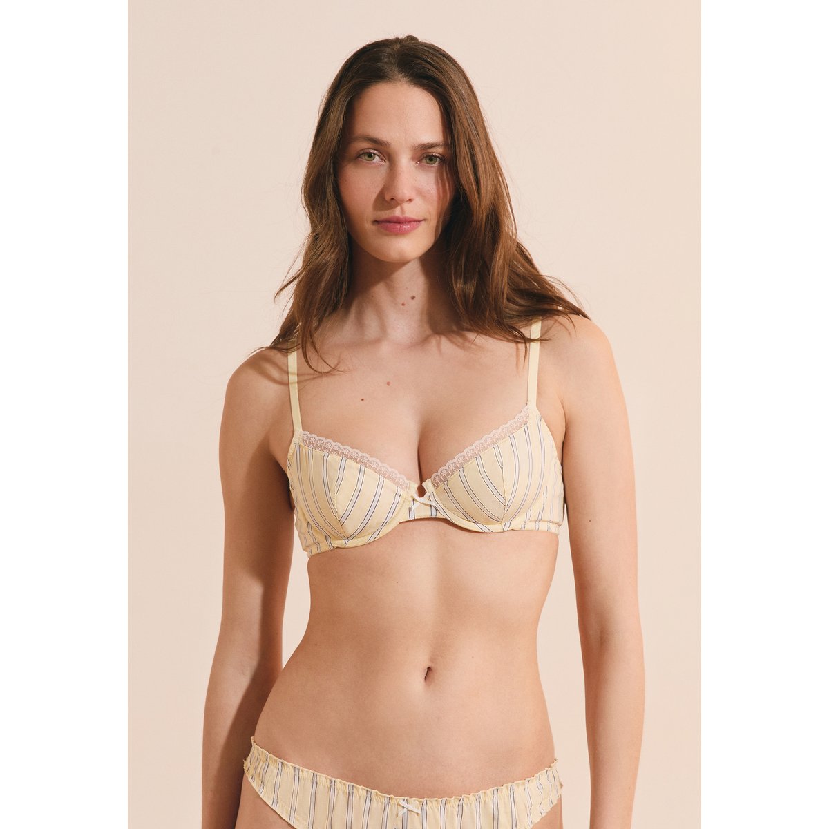 Soutien-gorge en coton à rayures BENICIO DAY jaune pale, ETAM