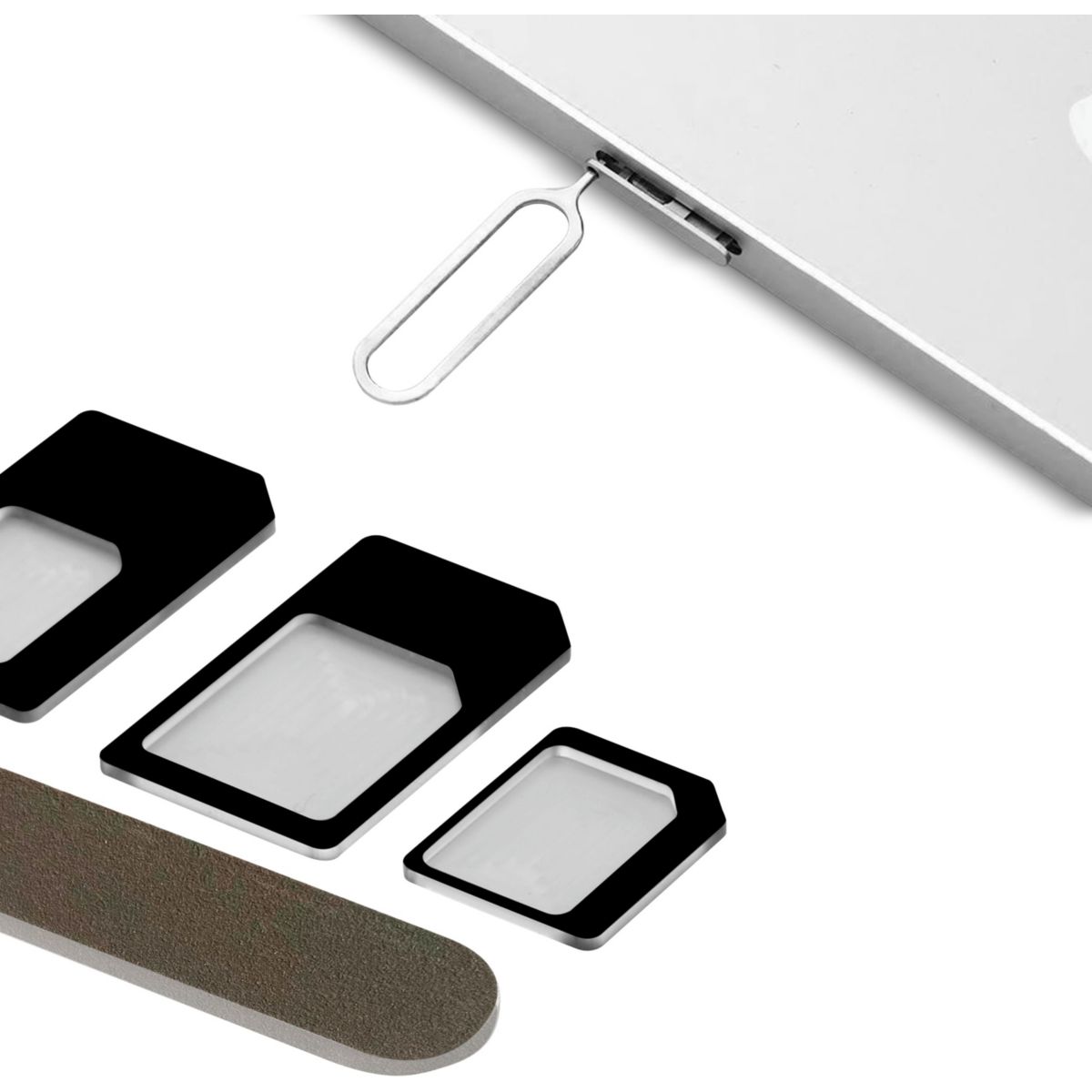 Adaptateur carte SIM Kit adaptateur SIM + Epingle d'ejection couleur unique, ESSENTIEL B