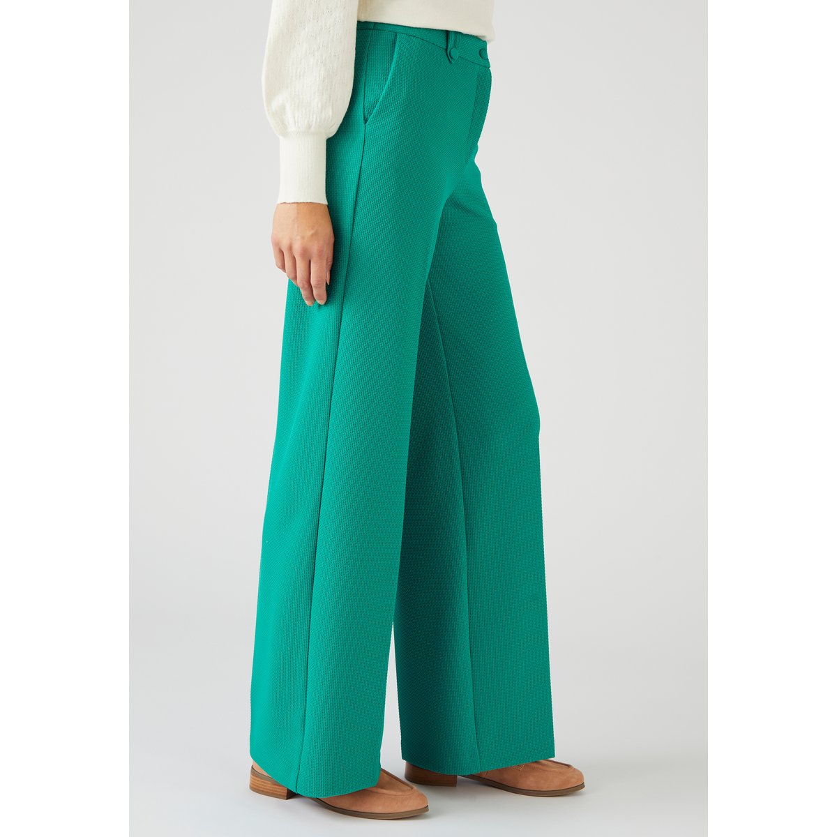 Pantalon large maille nid d'abeille vert golf, DAMART