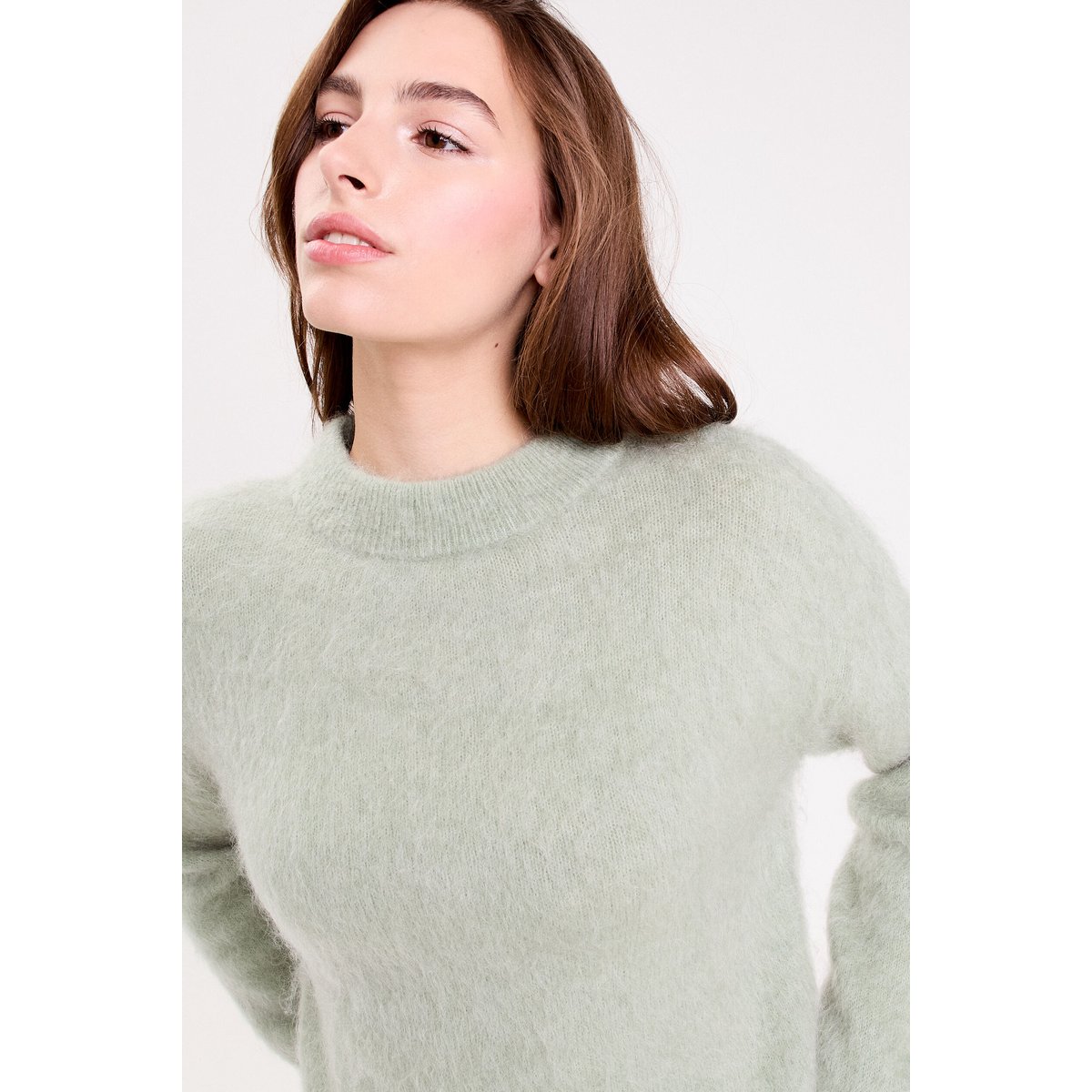 Pull duveteux vert pastel, CACHE CACHE