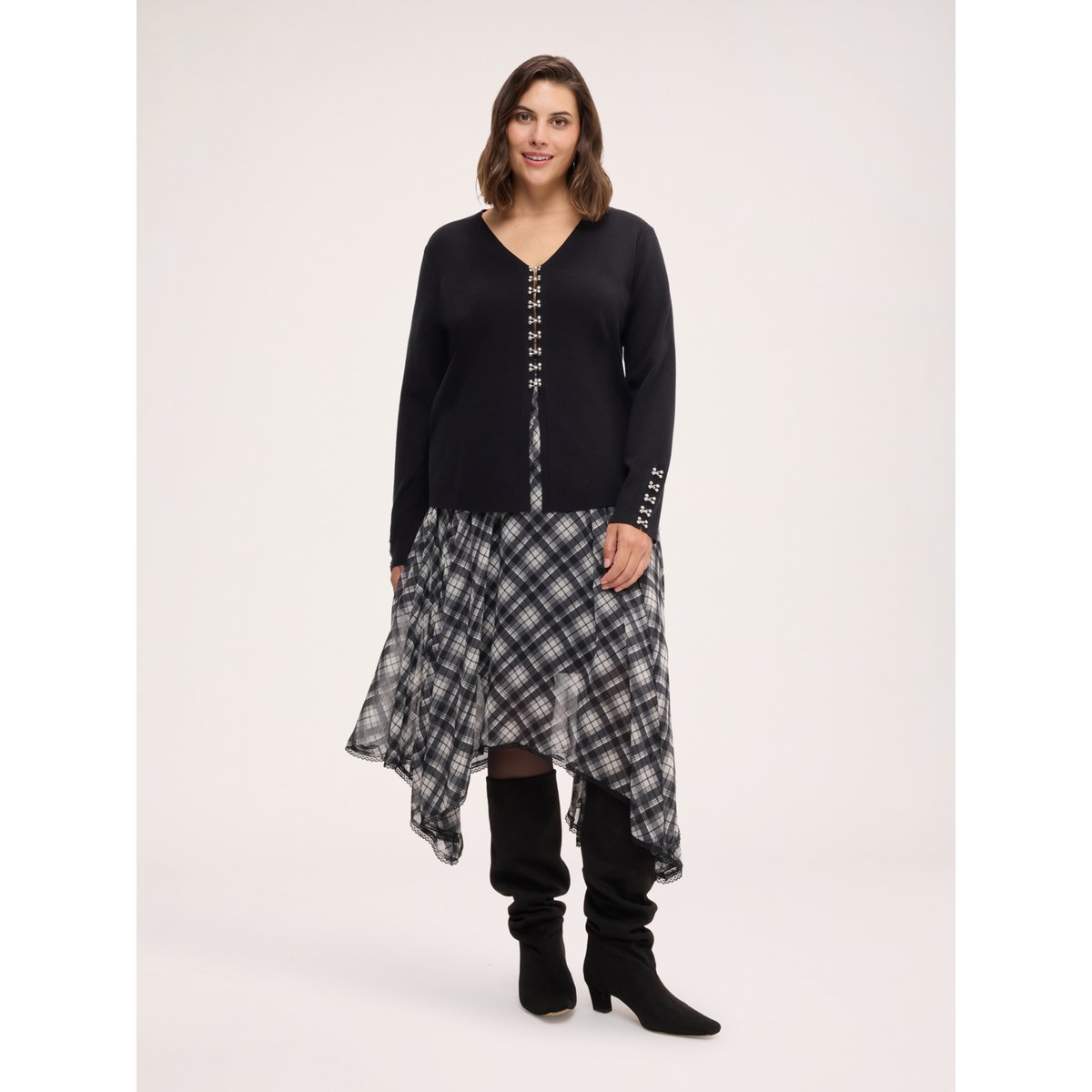 Cardigan avec applications métalliques noir, FIORELLA RUBINO