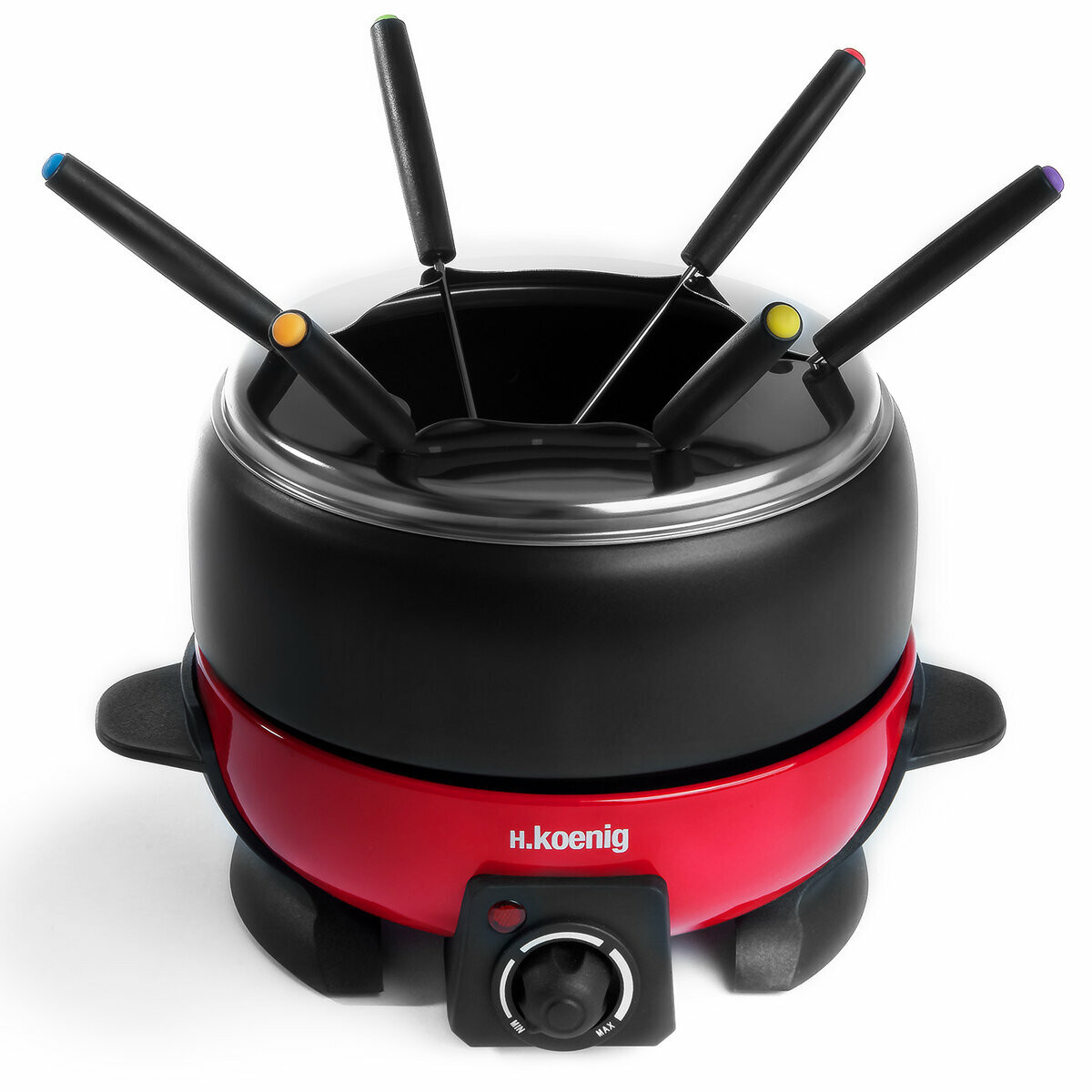 appareil a fondue 2 l et pierre/raclette - alp1800 + rp2 gris et rouge, H.KOENIG