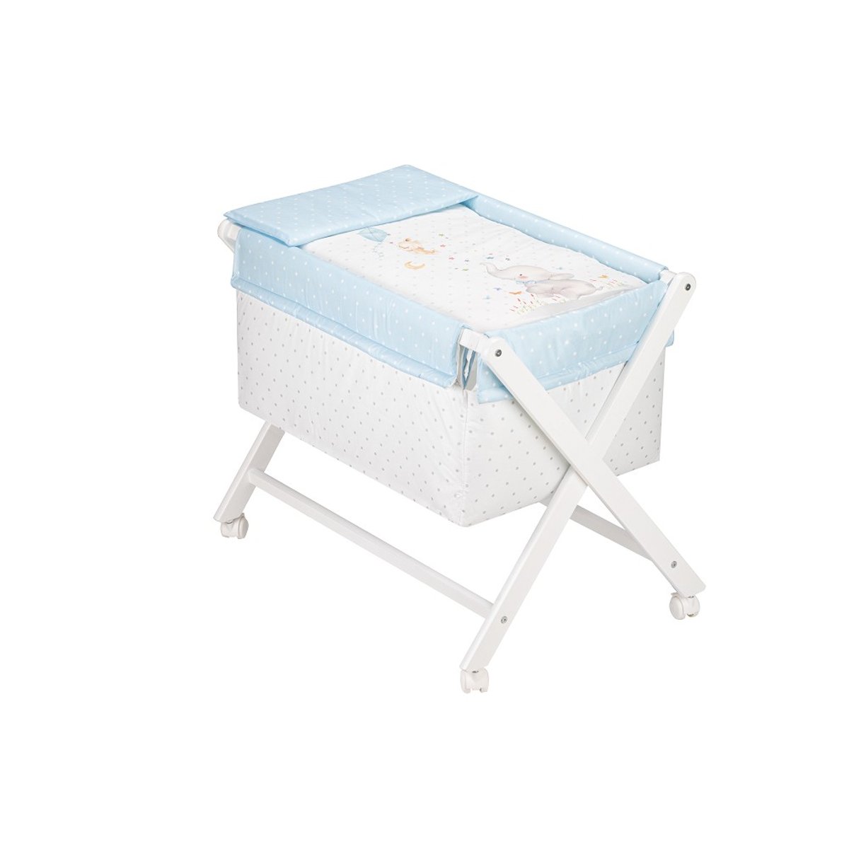Berceau en Croix- Eléphant- Bleu couleur unique, INTERBABY