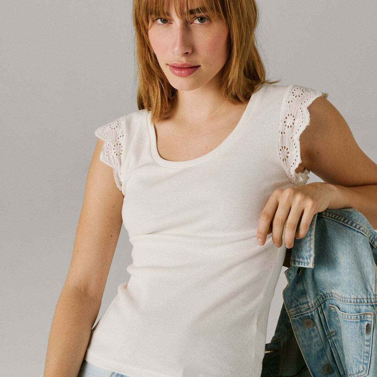 Haut Côtelé Sans Manches blanc, PEPE JEANS