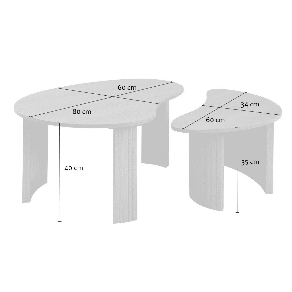 Lot de 2 tables basses - THÉA bois clair, CALICOSY