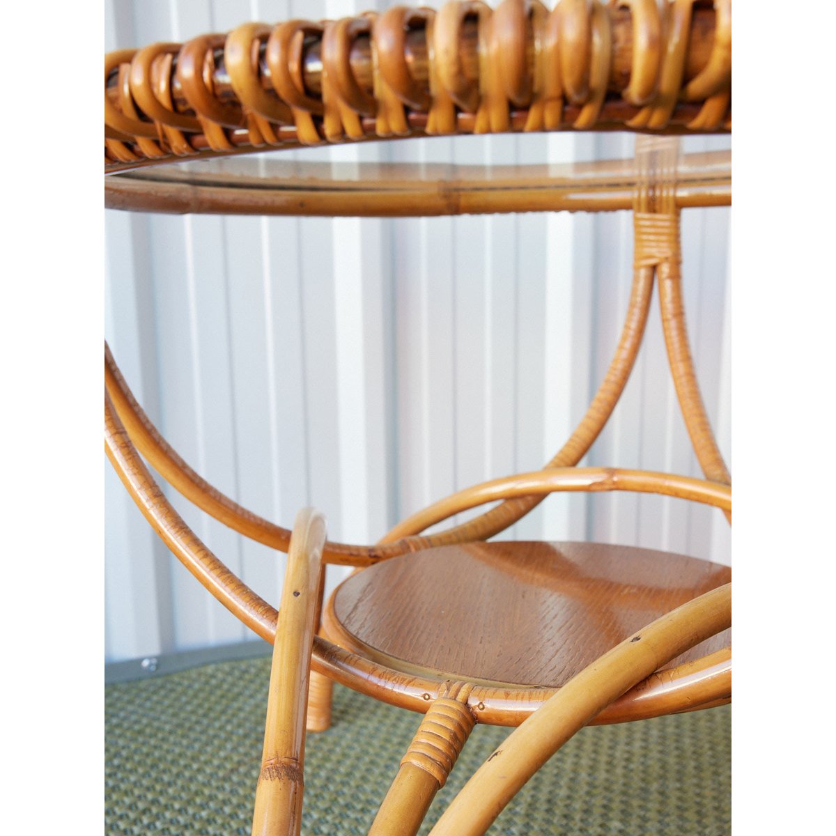 Table basse en rotin Léonie N°872 - Bon état bois clair, DEBONGOUT