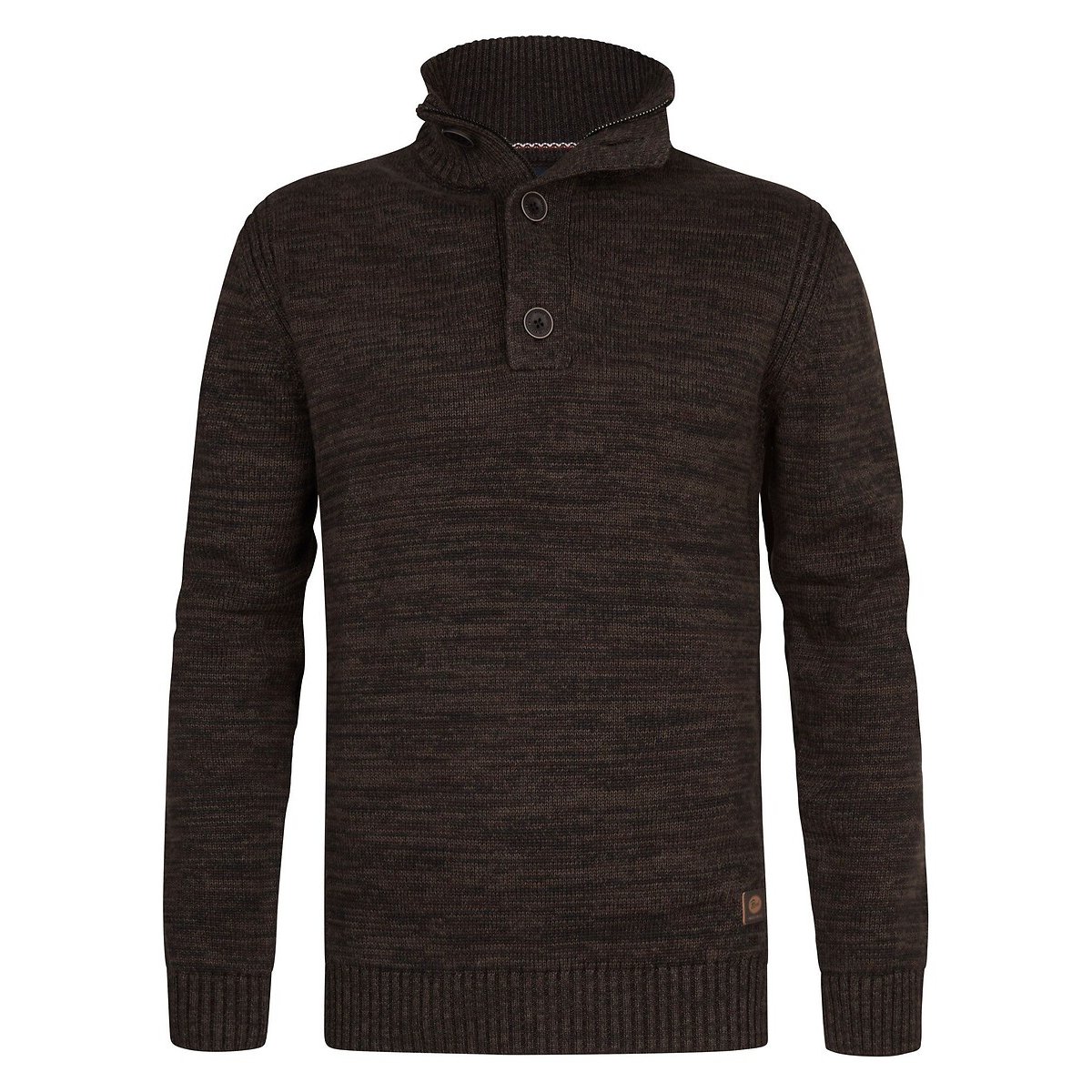 Pull col montant boutonné chocolat, PETROL INDUSTRIES