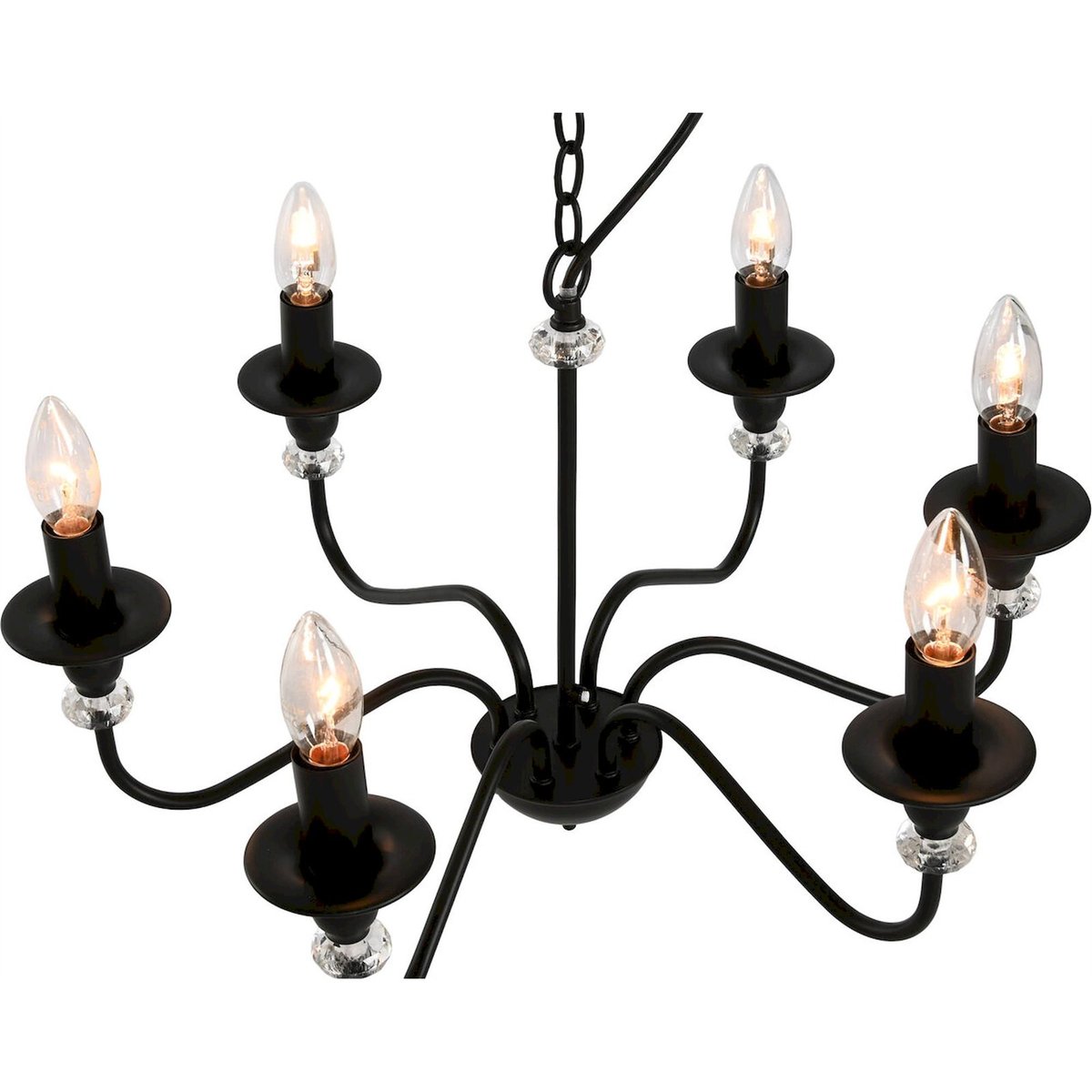 Lustre rond en métal style VINTAGE noir mat avec accents clairs, RECOLLECTION