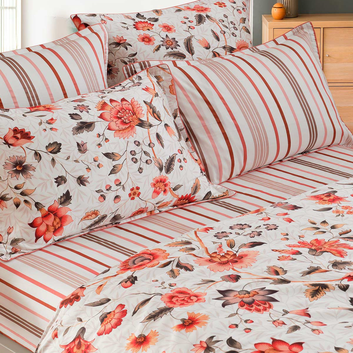 Housse de couette en satin de coton 120 fils INCANDESCENCE auburn, SENSEI MAISON