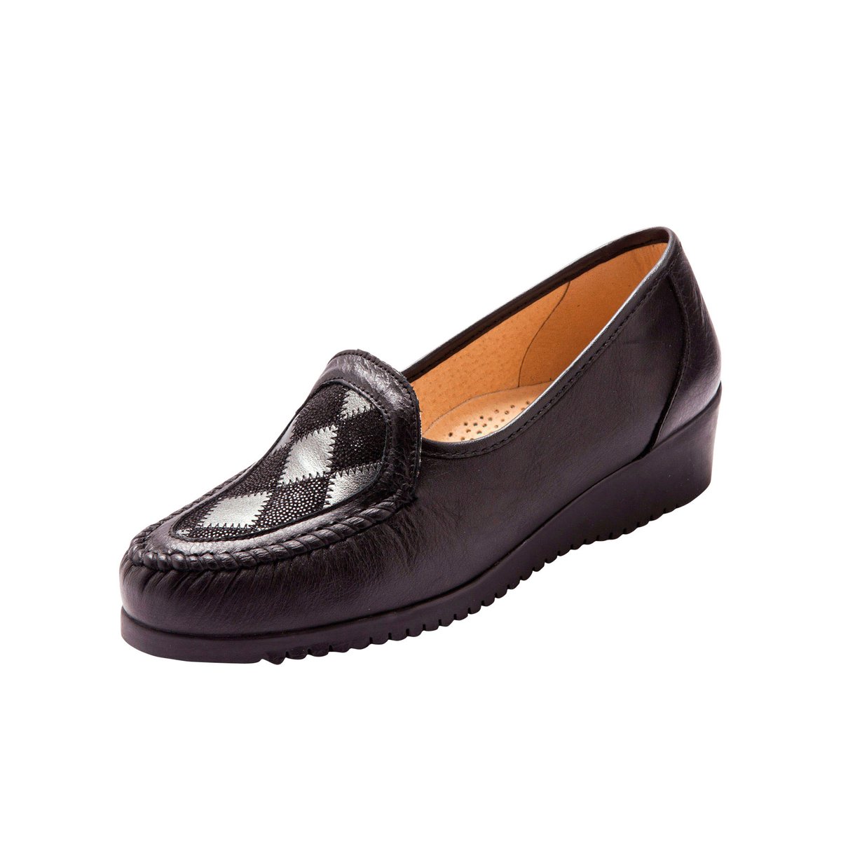 Mocassins en cuir ultra souples noir, PEDICONFORT
