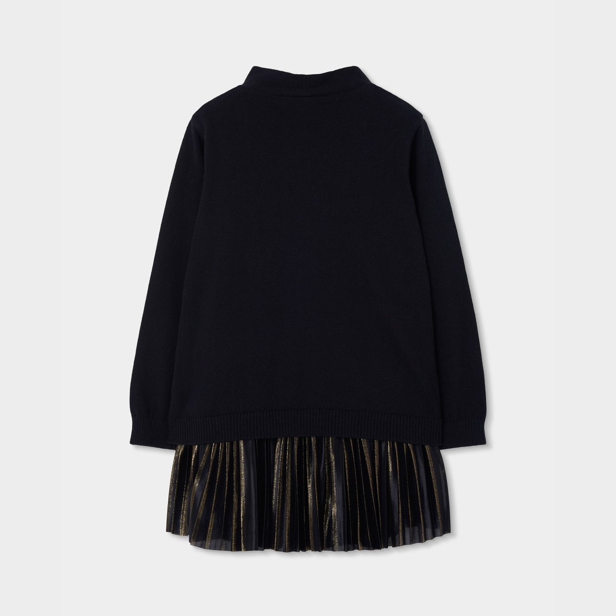 Robe fille combinée avec jupe plissée noir, BOBOLI