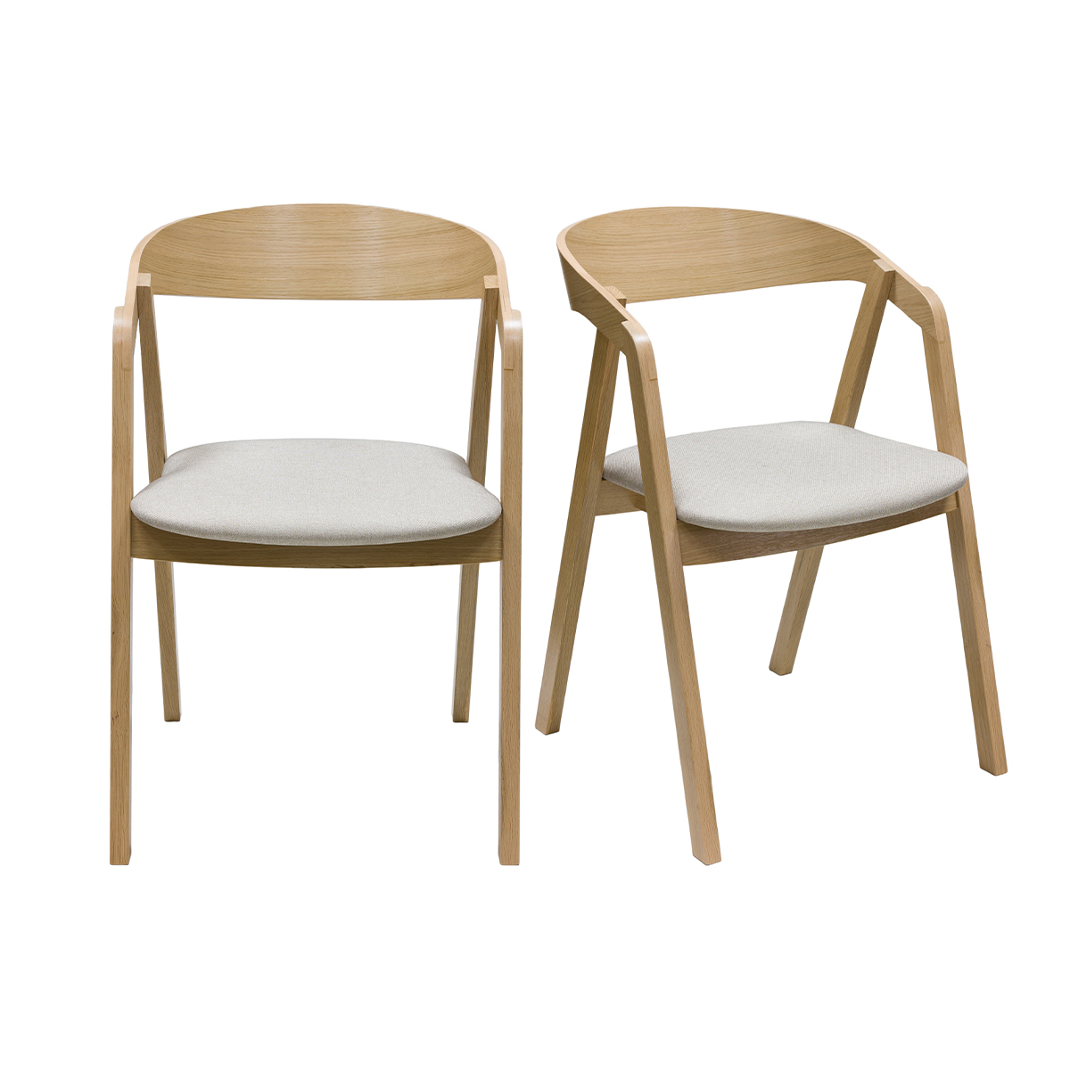 Chaises scandinaves empilables (lot de 2) LOVA chêne clair, MILIBOO