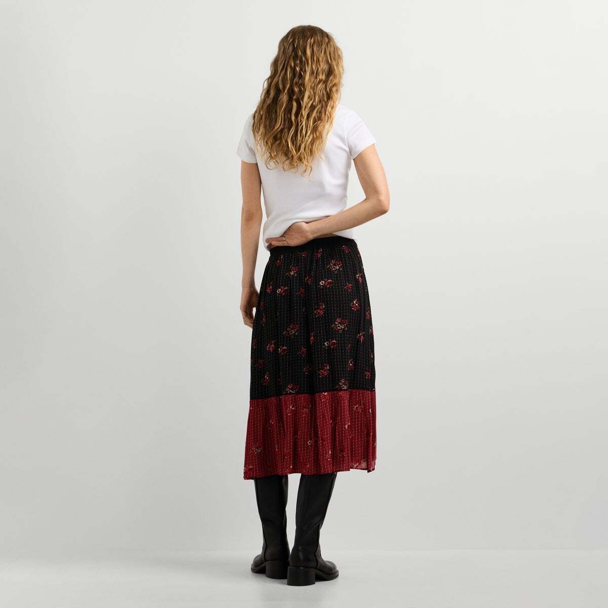Jupe Midi À Imprimé Floral noir, PEPE JEANS