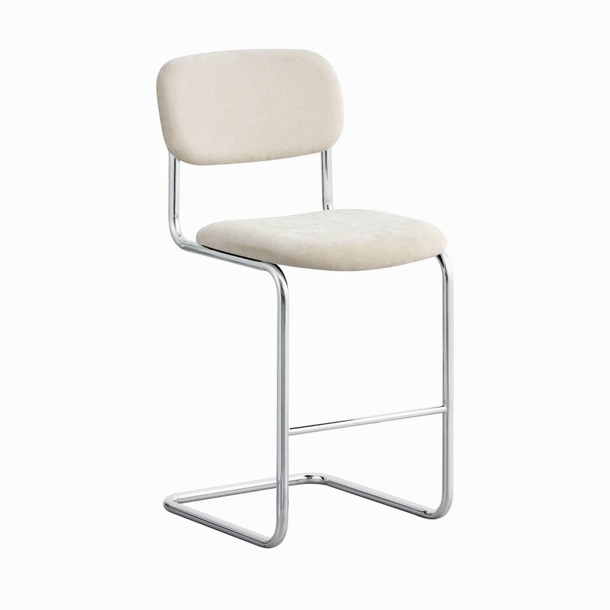 Lot de 2 tabourets de bar en tissu pieds chrome H65cm - MARCEL beige, DRAWER