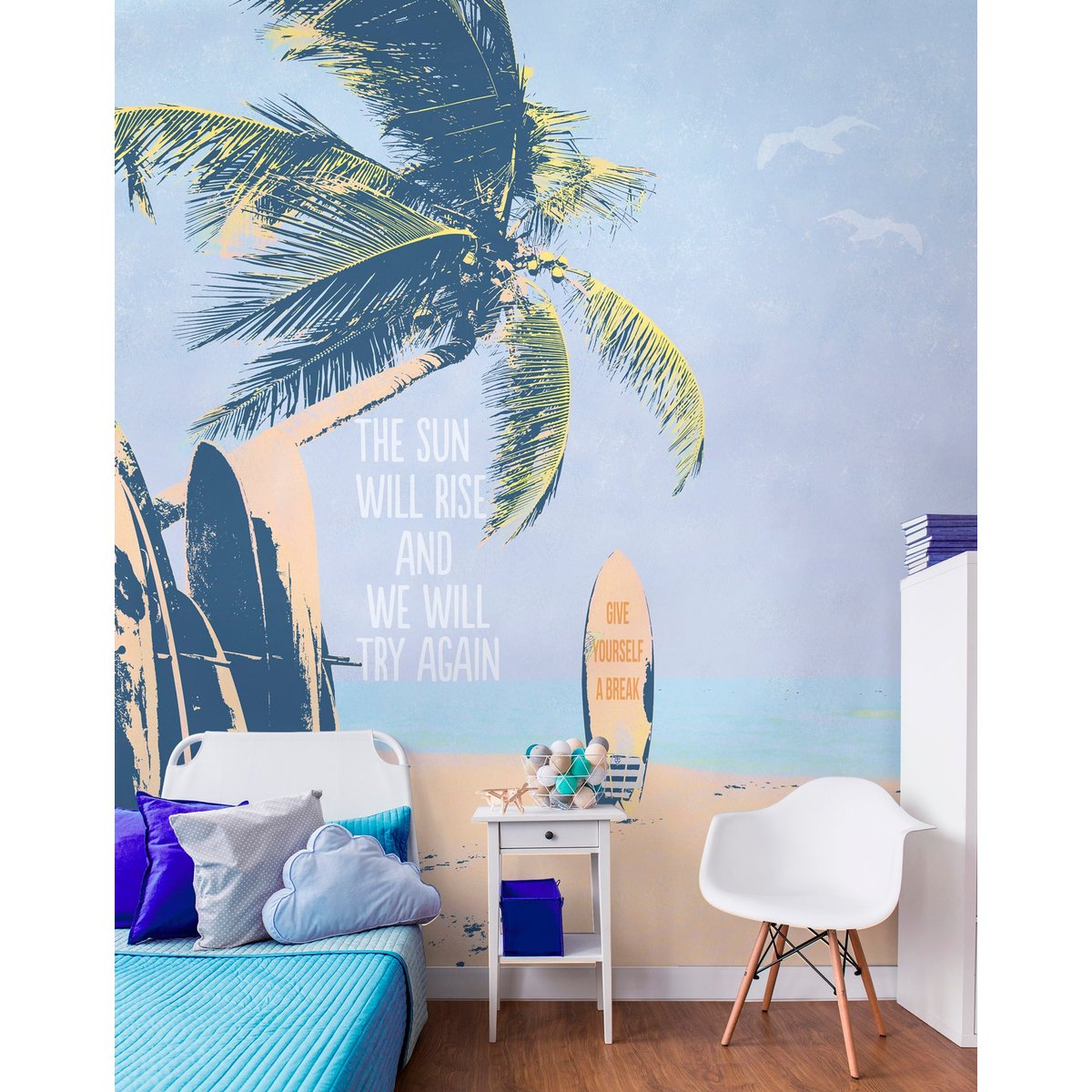 Papier peint panoramique Wave Surfer - Lé Papiers de Ninon multicolore, LE PAPIERS DE NINON