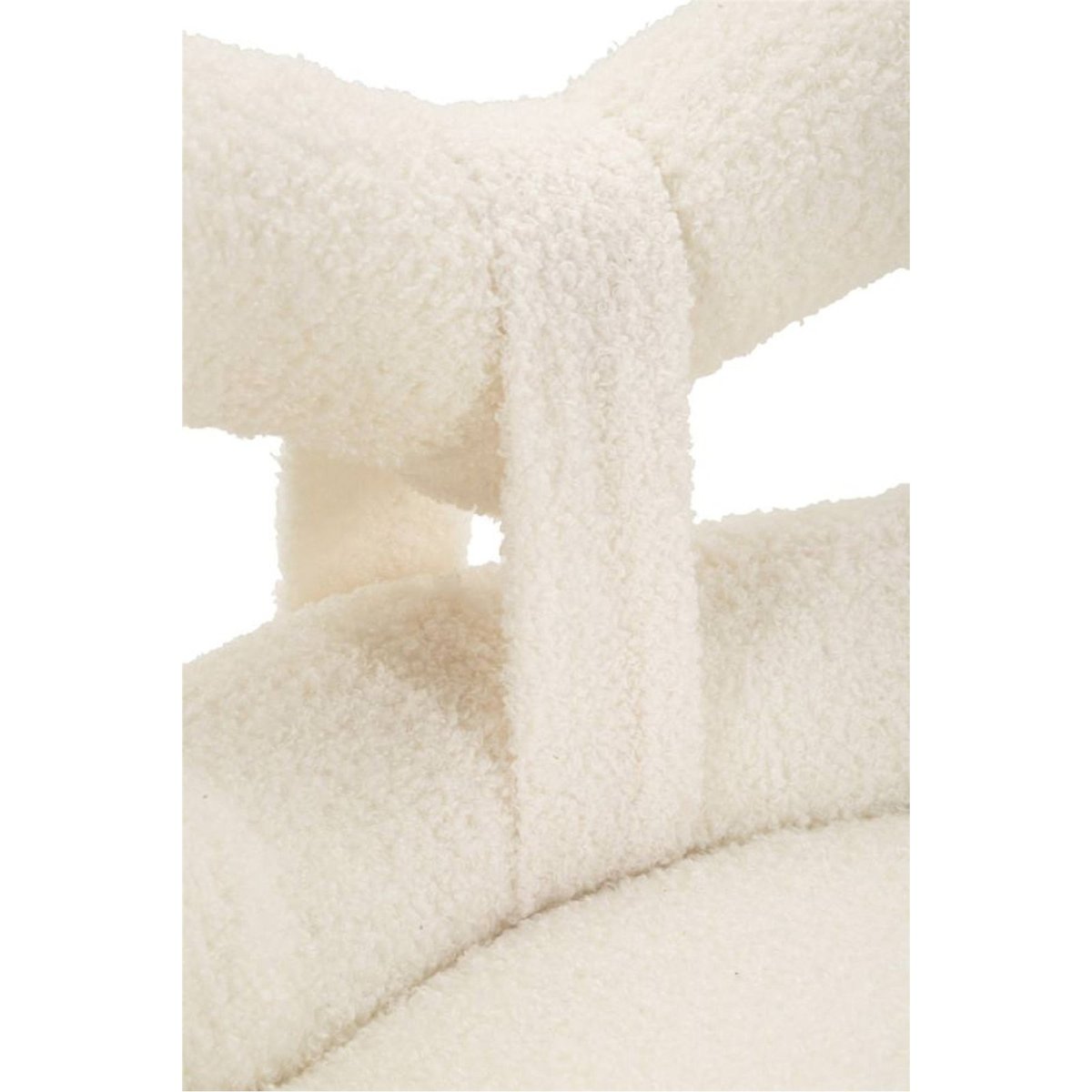 Mini chaise bouclette dossier enveloppant pieds blanc, RECOLLECTION